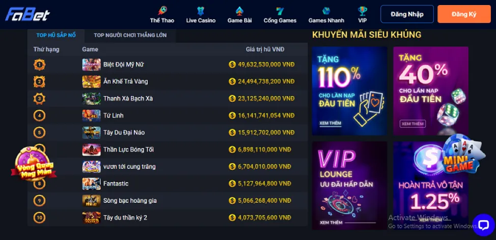 Hình ảnh quyền người dùng Vinbet Nhà Cái